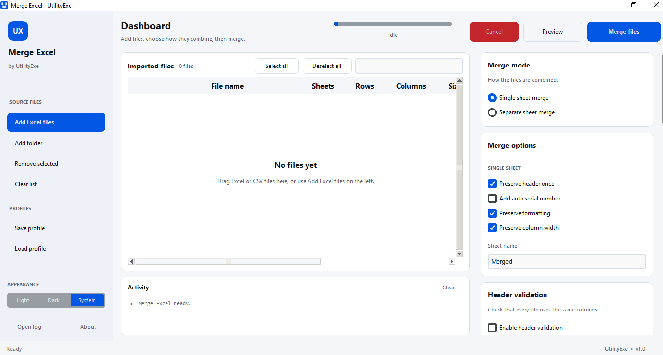 marge excel app screen short