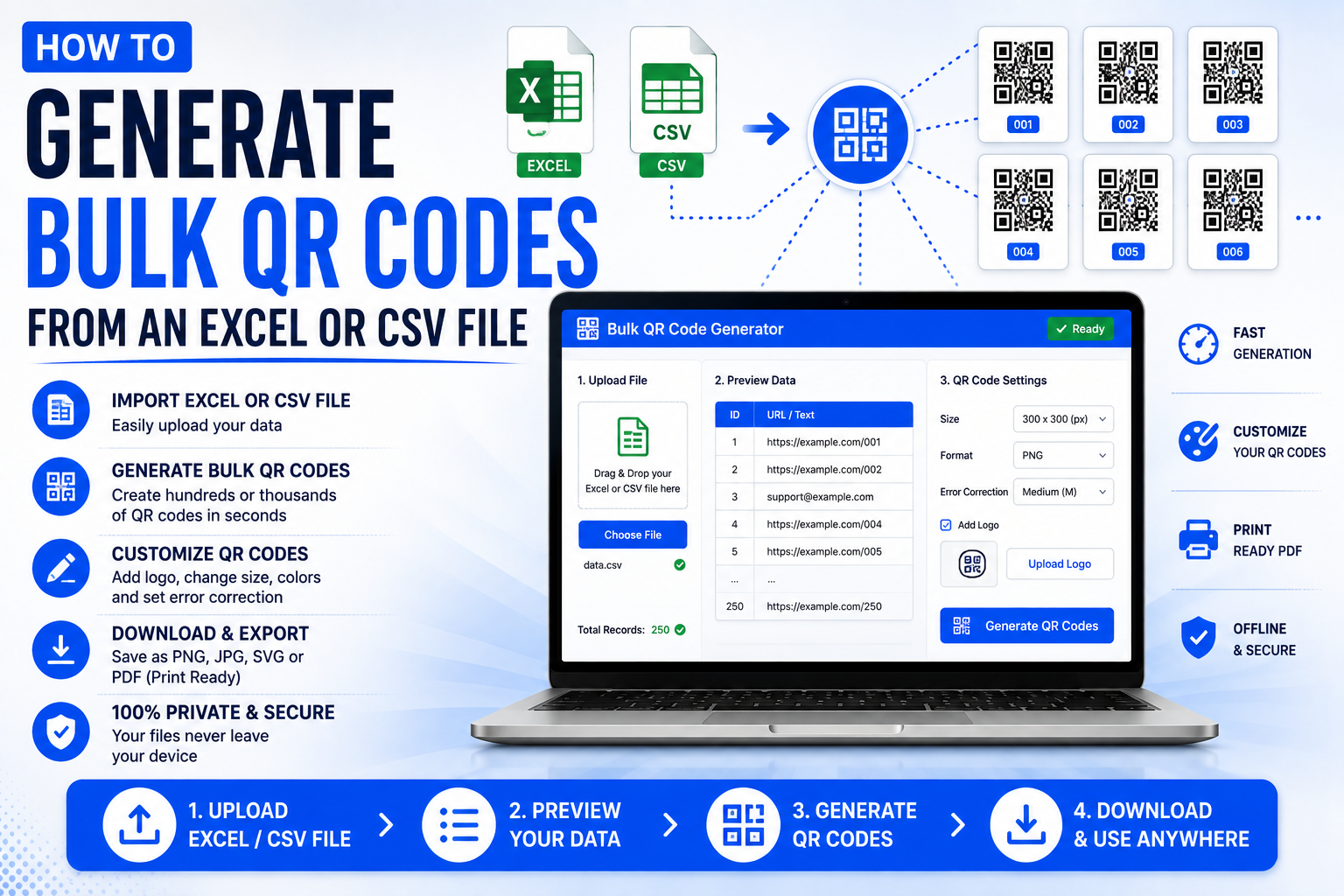 How to Generate Bulk QR Codes from an Excel or CSV File