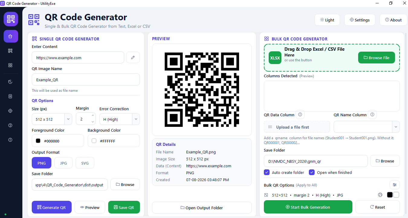 Bulk QR Code Generator